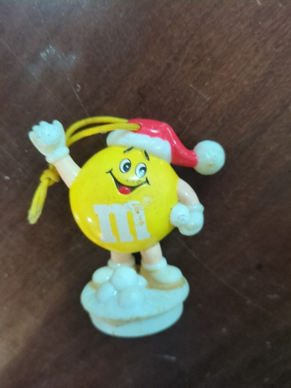 M&Ms Yellow Christmas Ornament Figurine 1990. Cake topper